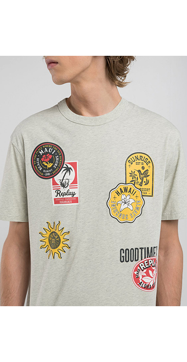 リラックスフィット HAWAIANパッチプリントTシャツ 詳細画像